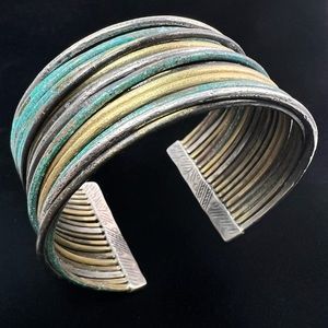 Silpada ‘Fresco’ Sterling Silver and Patina Brass Cuff Bracelet Retired